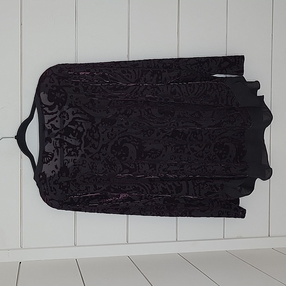 SIMPLY VERA Vera Wang 1X purple velvet black sheer fabric long sleeve shirt - Picture 2 of 6